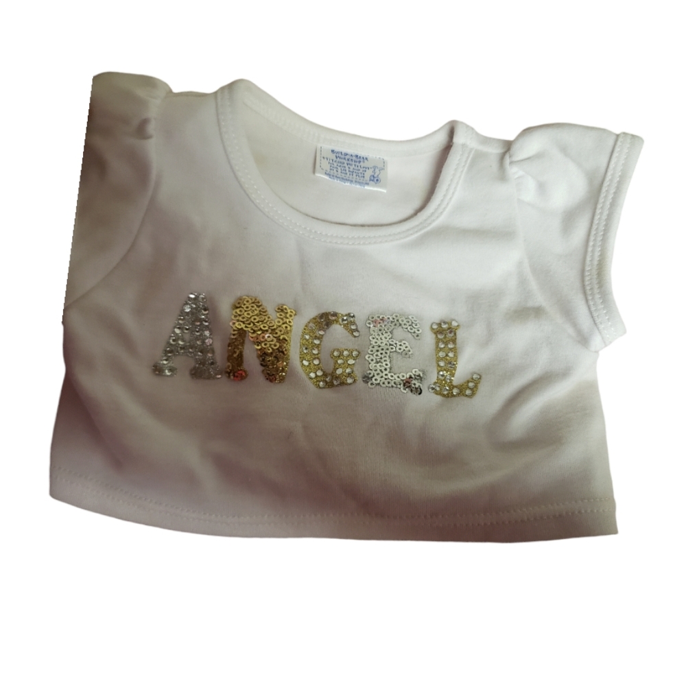 2/$10 Build A Bear Angel Tee Shirt White